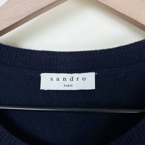 Sandro Cashmere Wool Stripe Midi Knit Sweater Bryone Dress Preppy Paris Academia - Picture 7 of 14